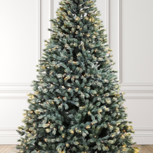 Pre-lit Dense PE Fir Artificial Christmas Tree with Warm White LED Lights