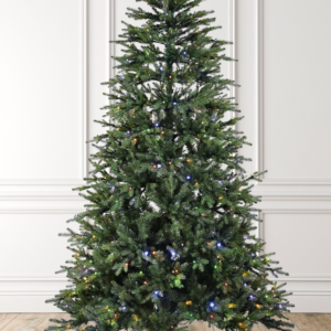 Pre-lit Dense PE Artificial Christmas Tree with Multicolor LED Lights