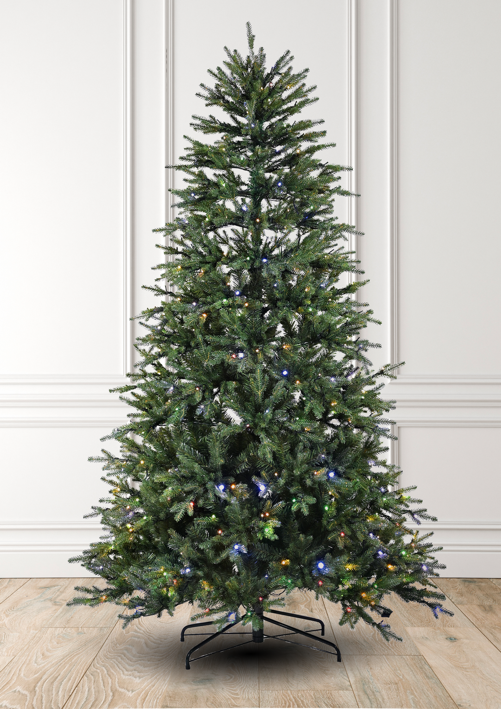 Pre-lit Dense PE Artificial Christmas Tree with Multicolor LED Lights