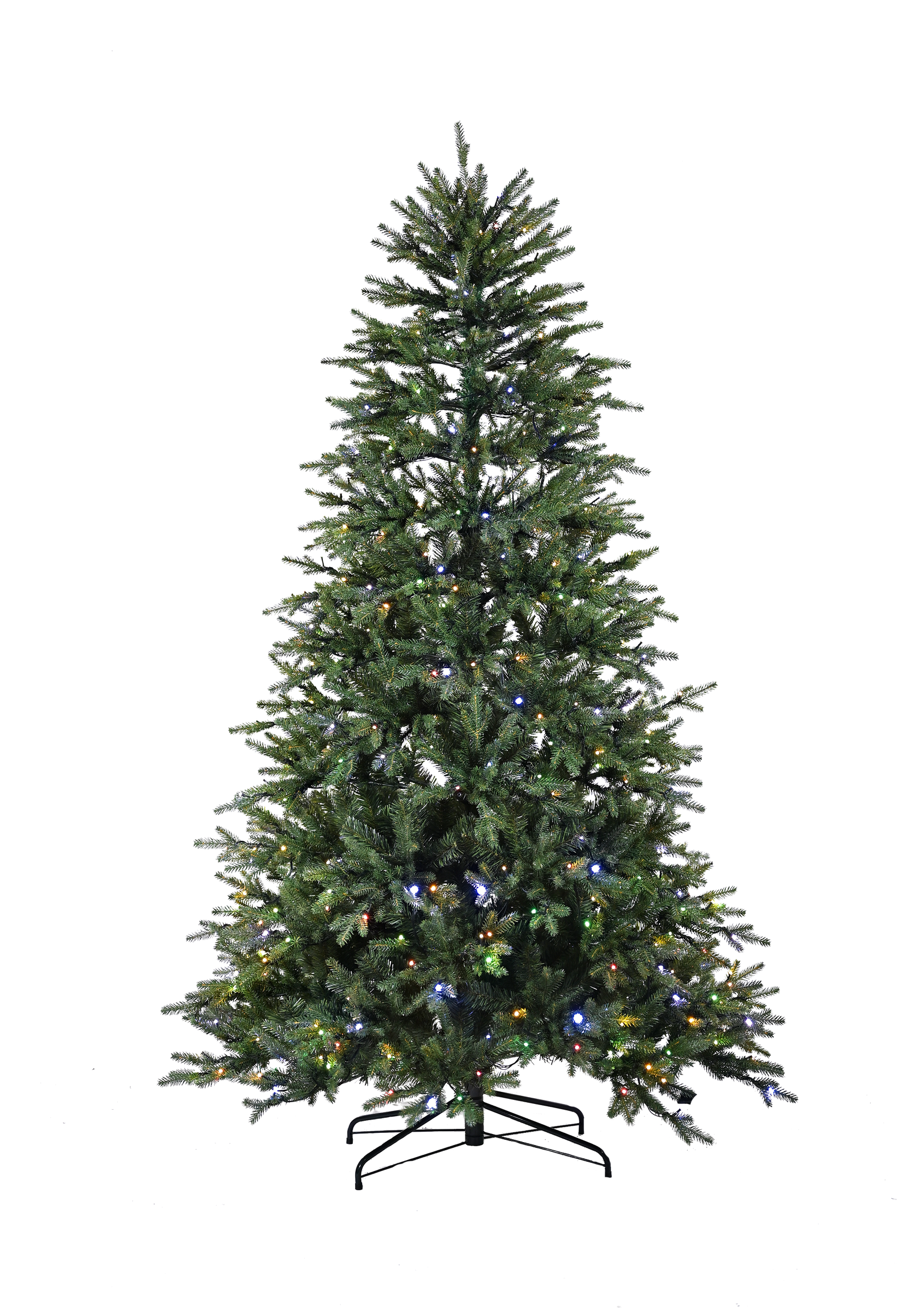 Pre-lit Dense PE Artificial Christmas Tree with Multicolor LED Lights - Image 2