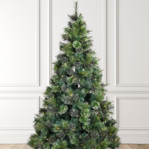 Pre-lit Premium Mixed Foliage Pine Artificial Christmas Tree with Warm White LED Lights