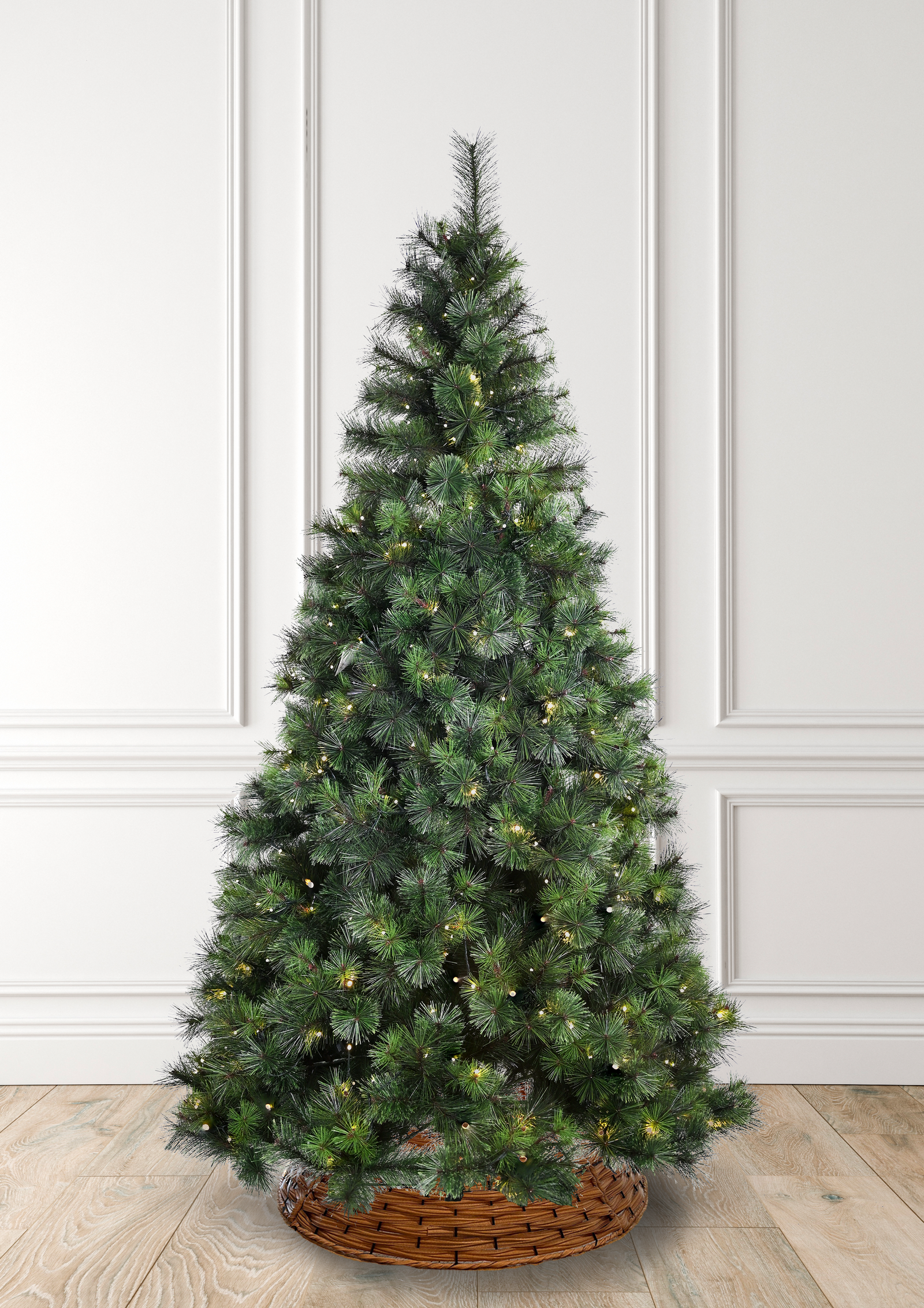 Pre-lit Ultra-Dense Pine Needle Artificial Christmas Tree with Warm White LED Lights